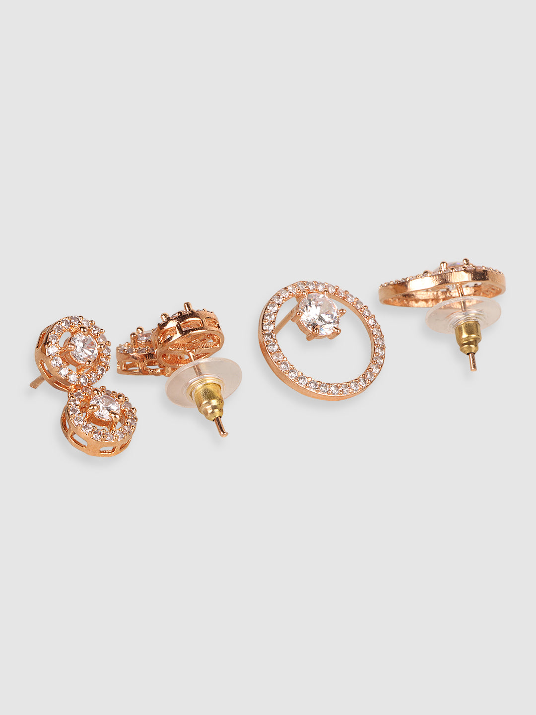 Double G flower stud earrings in rose gold-toned metal | GUCCI® US