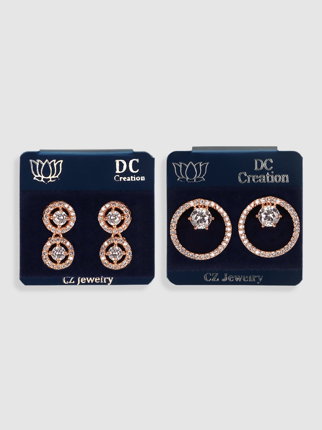 Set Of 2 Rose Gold Contemporary Studs Earrings