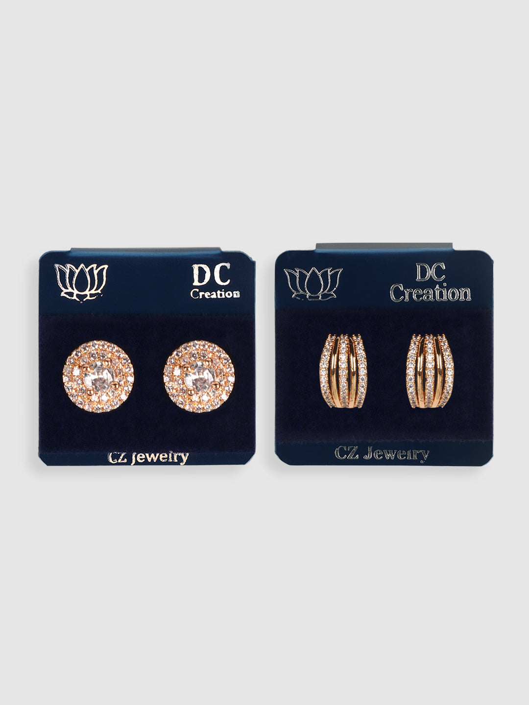 Gold-Toned Contemporary Pack Of 2 Studs Earrings
