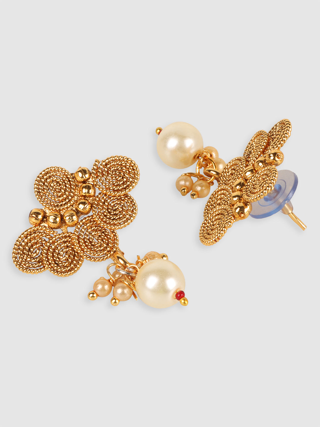 Gold-Plated Pearl-Beaded Jewellery Set