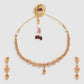 Gold-Plated White AD Stone-Studded & Beaded Jewellery Set