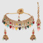 Gold-Plated White & Green Stone-Studded Jewellery Set
