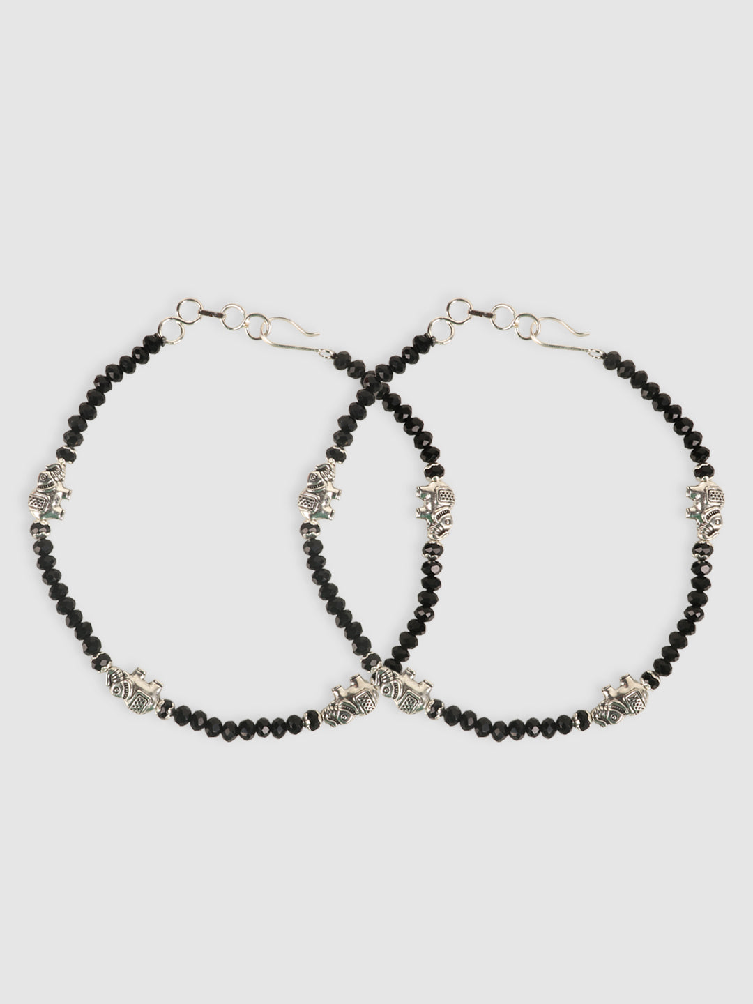Black Silver-Plated Exclusive Anklet