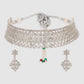 Silver-Plated White AD Studded Choker Jewellery Set