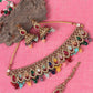 Gold-Plated White & Green Stone-Studded Jewellery Set