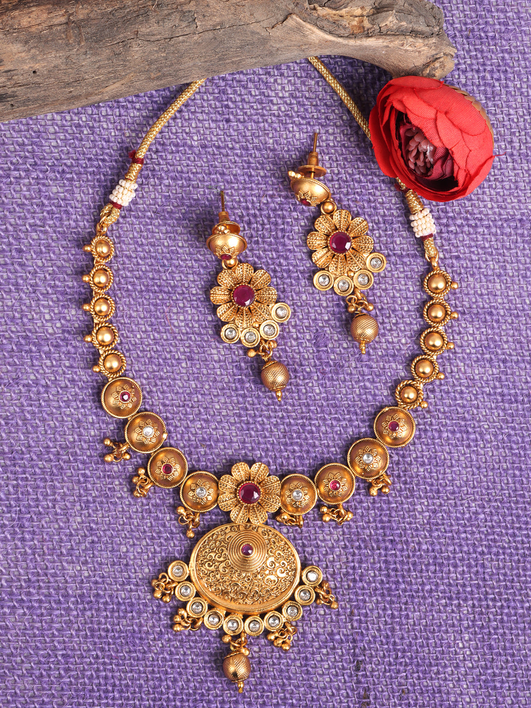 Gold-Plated AD-Studded Jewellery Set