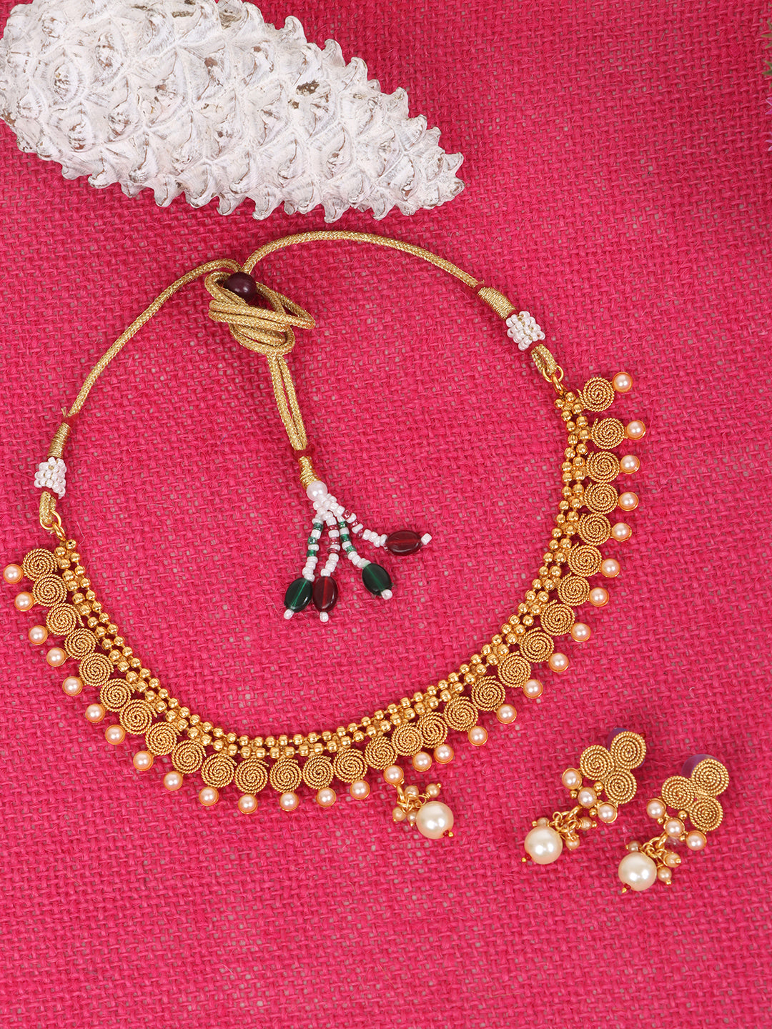 Gold-Plated Spiral Design Jewellery Set