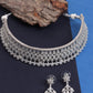 Silver-Plated White AD Studded Choker Jewellery Set