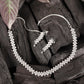 Silver-Plated & White AD-Studded Jewellery Set
