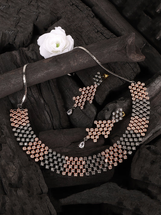 Jewels Gehna Silver plated American Diamond Necklace