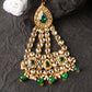 Gold-Plated Green Kundan Studded Jhumar Passa Head Jewellery