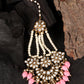 Gold-Plated White & Pink Kundan-Studded & Beaded Handcrafted Jhumar Passa