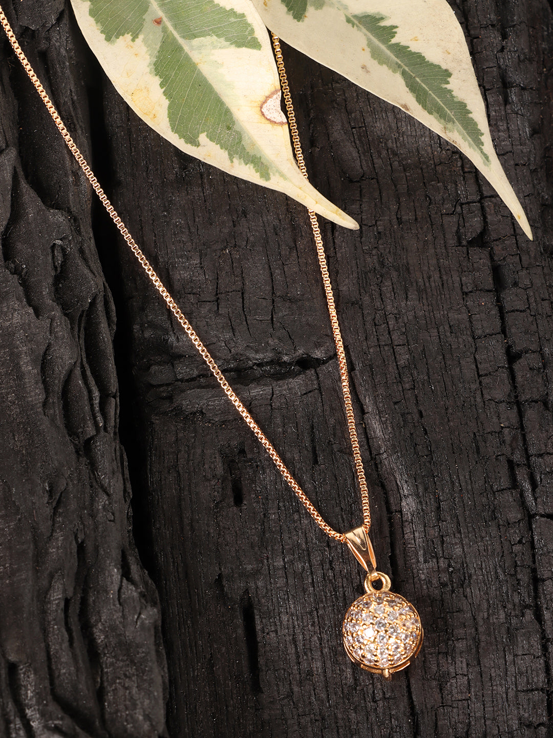 Gold-Plated Stone Studded Ball Pendant