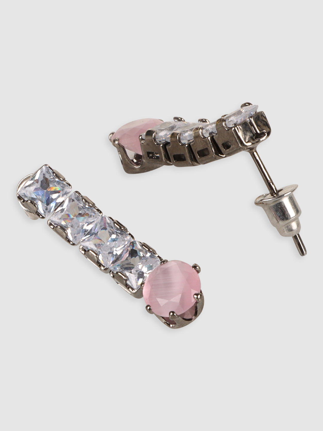 Silver-Plated White & Pink AD-Studded Jewellery Set