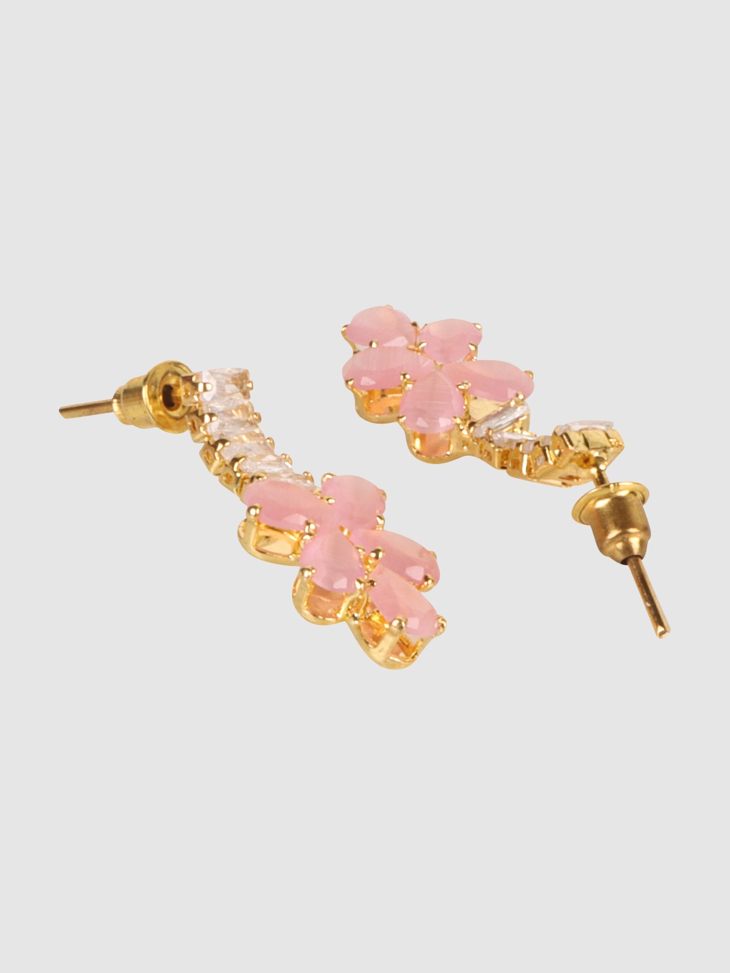 Gold-Plated Pink Stone Studded Jewellery Set