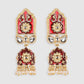 Red Enamelled & Kundan Studded Contemporary Jhumkas Earrings