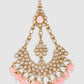 Gold-Plated White & Pink Kundan-Studded & Beaded Handcrafted Jhumar Passa