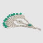 Silver-Plated Green Kundan Studded Jhumar Passa