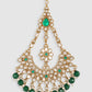 Gold Plated Green & White Kundan-Studded & Beaded Jhumar