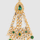 Gold-Plated Green Kundan Studded Jhumar Passa Head Jewellery