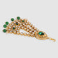 Gold-Plated Green Kundan Studded Jhumar Passa Head Jewellery