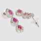 Women Silver & Magenta AD Stone-Studded Rhodium-Plated Jewellery Set