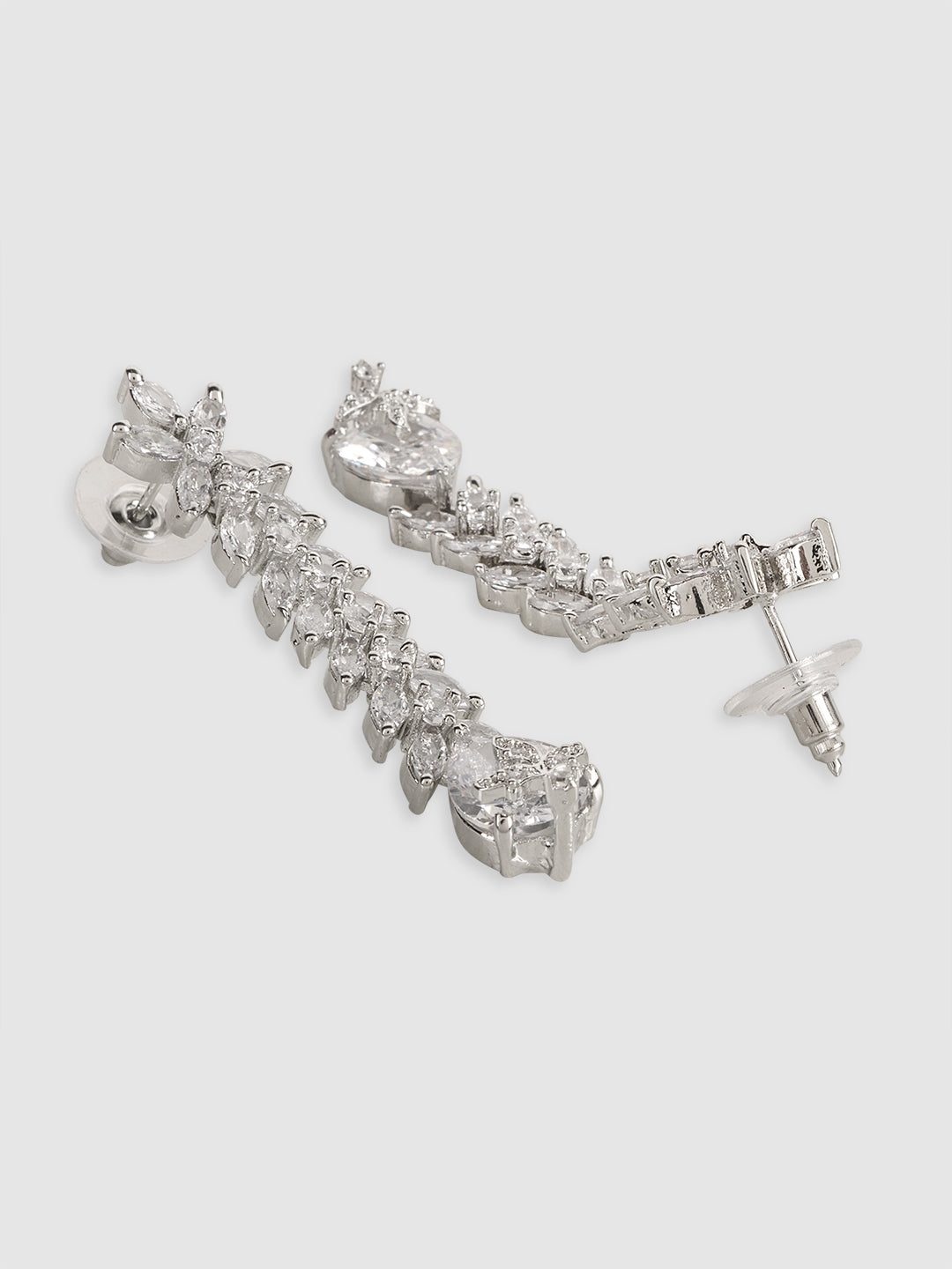 Silver-Plated & White AD-Studded Jewellery Set