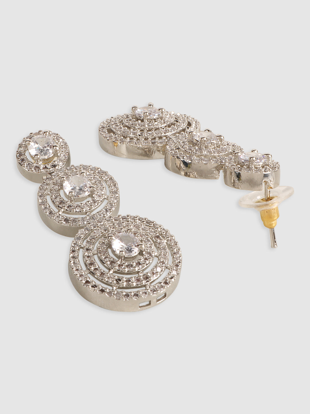 Women White AD-Studded Silver-Plated Jewellery Set