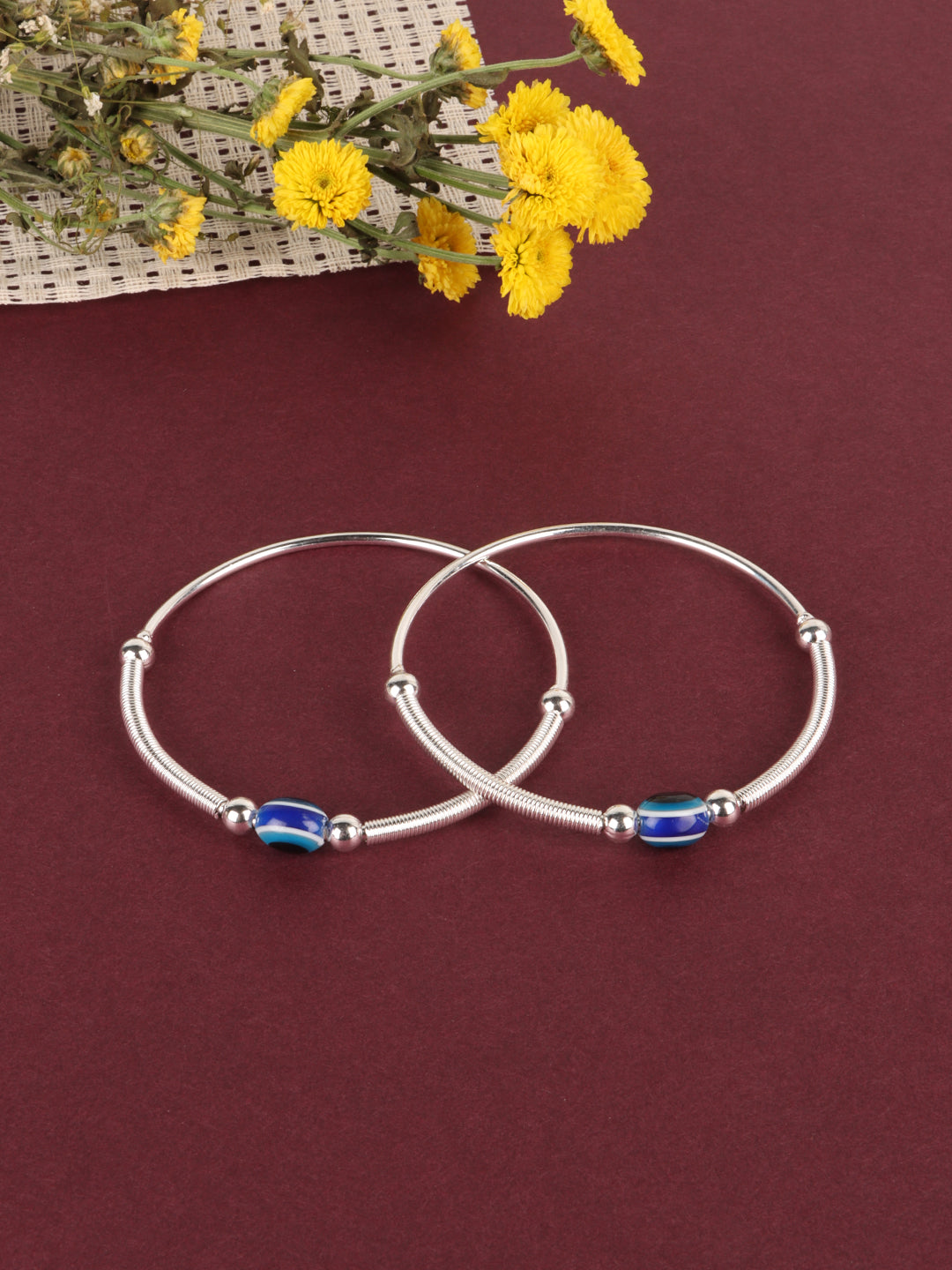 Jewels Gehna Silver Set of 2 Evil Eye Bracelet