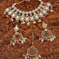 Women Gold-Plated Maroon, Yellow, Pink Stone-Studded & Beaded Jewelry Set