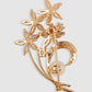 Women Gold-Plated White CZ Studded Brooch