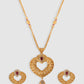 Gold-Plated Pink Stone Studded Heart Shape Jewellery Set