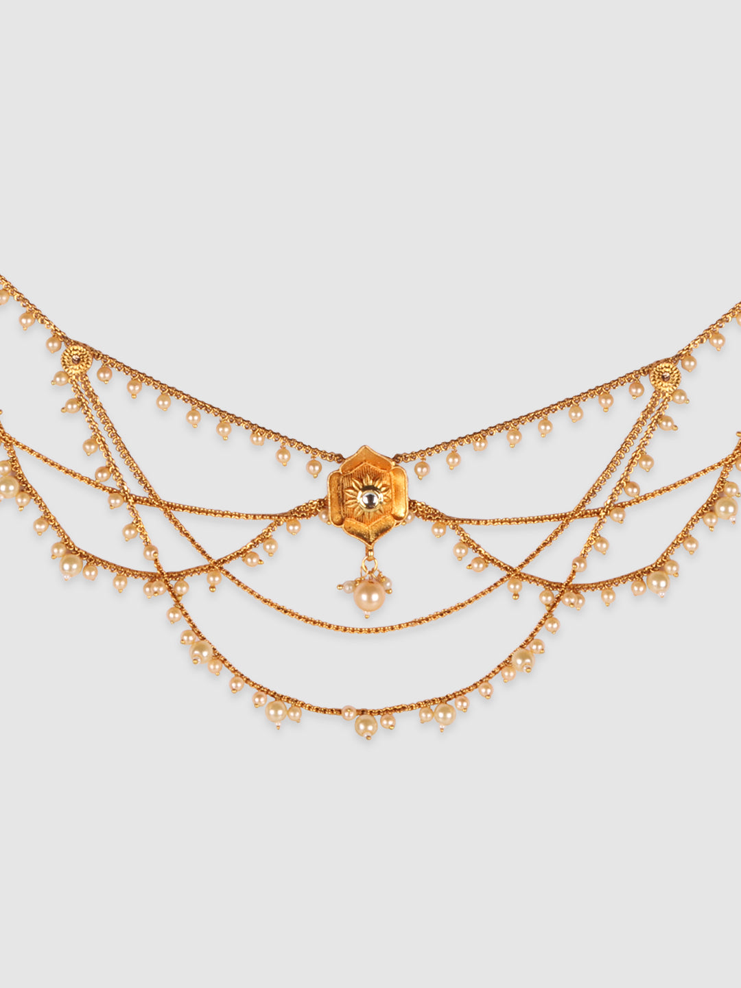 Women Gold-Plated White CZ-Studded Handcrafted Kamarbandh