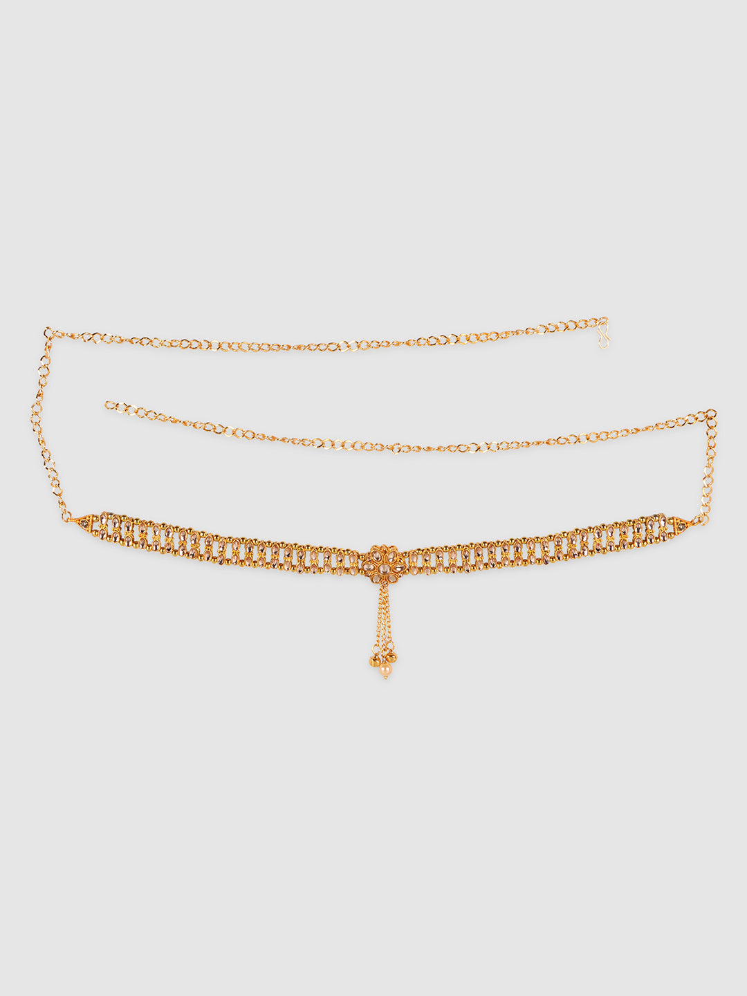 Women Gold-Plated White Kundan-Studded Waist Chain