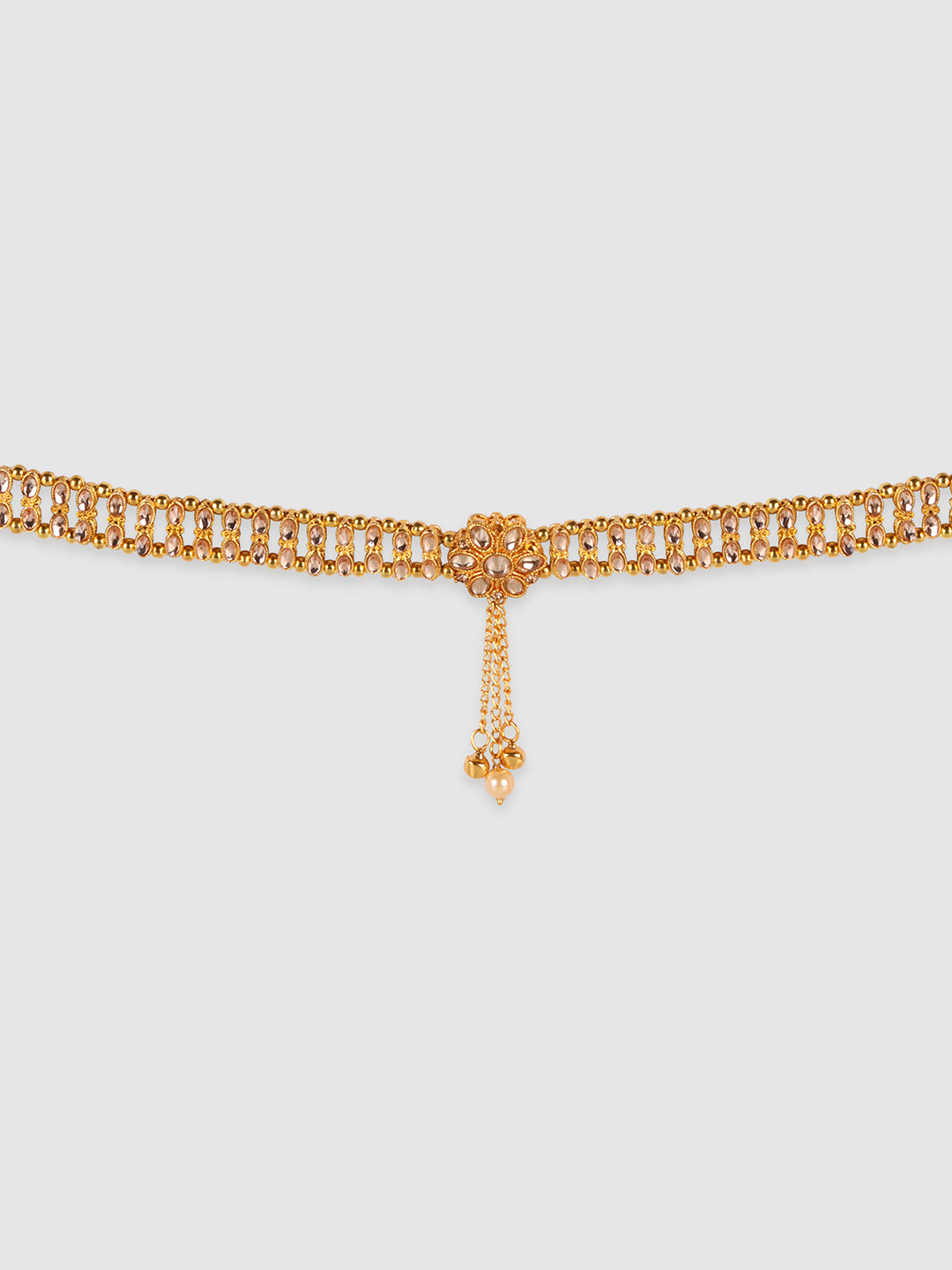 Women Gold-Plated White Kundan-Studded Waist Chain