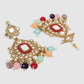 Women Gold-Plated Maroon, Yellow, Pink Stone-Studded & Beaded Jewelry Set