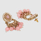 Gold-Plated Pink & White Stone-Studded & Beaded Jewellery Set
