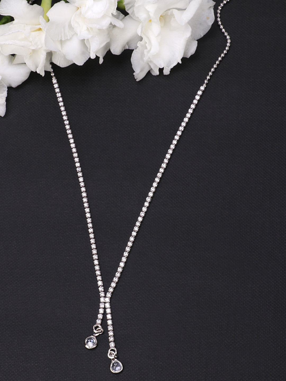 Woman Silver-Toned & White Silver-Plated Handcrafted Necklace