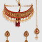 Gold-Plated & Red Kundan Studded Jewellery Set
