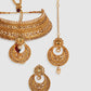 Gold-Plated Floral Stone-Studded Traditional Jewellery Set