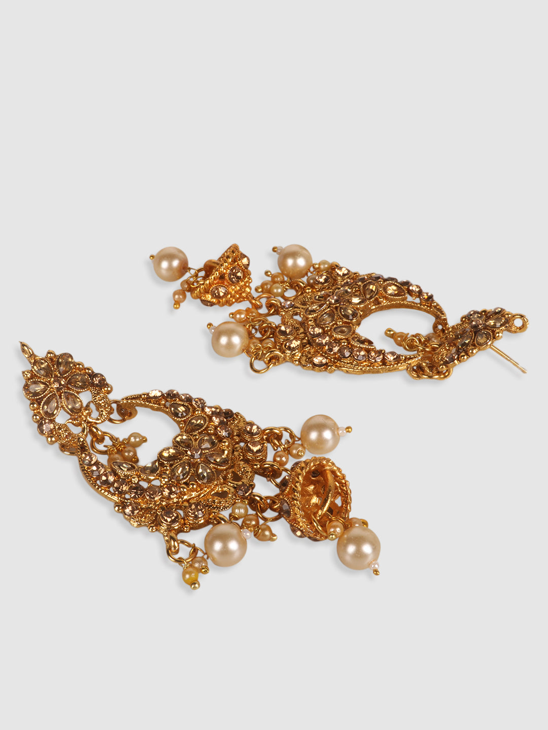 Gold-Plated & Beige Kundan-Studded & Beaded Traditional Jewellery Set