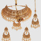 Gold-Plated & Beige Kundan-Studded & Beaded Traditional Jewellery Set