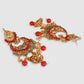 Gold-Plated Red & White Kundan-Studded & Pearl Beaded Vilandi Jewellery Set