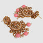 Pink & Gold-Plated Floral Stone Studded Jewellery Set