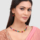 Multcoloured Gold-Plated Handcrafted Pearl Necklace with Earrings