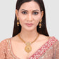 Gold-Plated Beige Stone-Studded & Beaded Jewellery Set