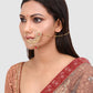 Gold-Plated White & Red Kundan Stone-Studded & Beaded Chained Nose Ring