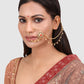 Gold-Plated Kundan & Ruby-Studded & Beaded Handcrafted Chained Nose Ring