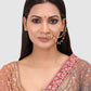 Gold-Plated White Kundan Stone-Studded & Beaded Vilandi Chain Nosering