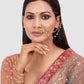 Gold-Plated White Kundan Stone-Studded & Beaded Vilandi Chain Nosering